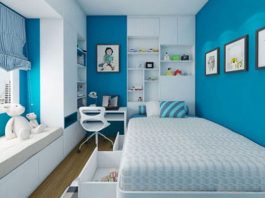 Sử dụng màu xanh cho thiết kế nội thất phòng ngủ