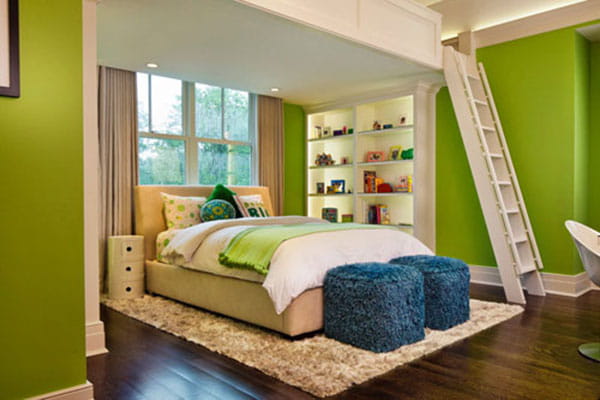 Sử dụng màu xanh cho thiết kế nội thất phòng ngủ